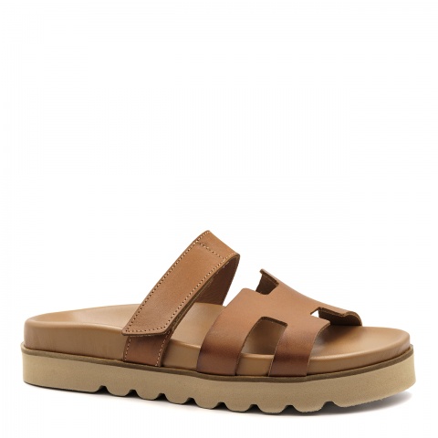 Koniakowe skórzane klapki 216G