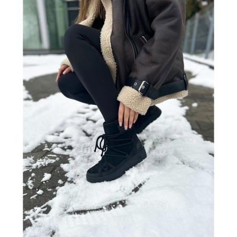 Czarne welurowe ocieplane botki 280T