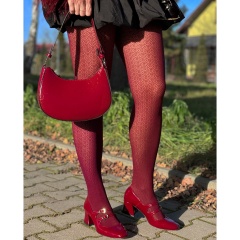 Bordowe czółenka w stylu Mary Jane 239P