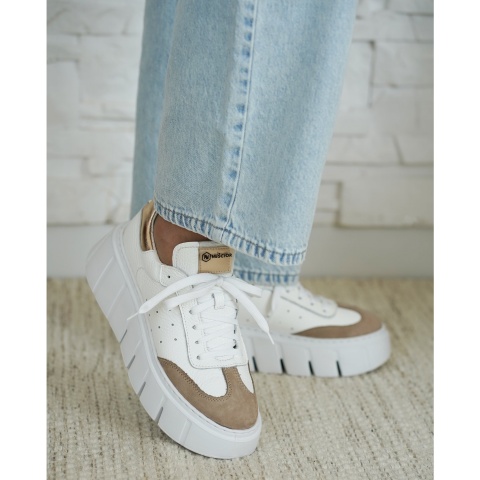 Biało-złote sznurowane sneakersy 295H