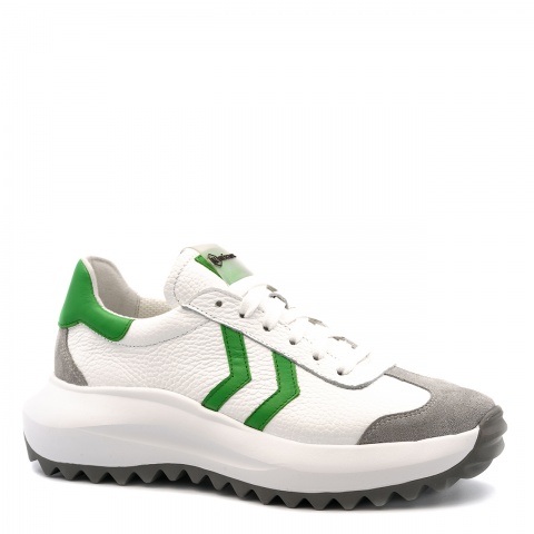 Biało-zielone skórzane sneakersy 256P