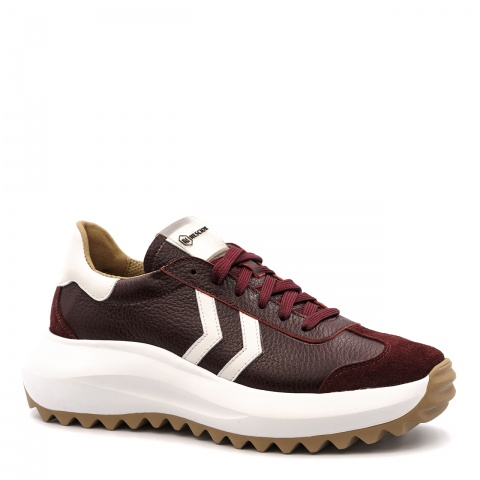 Bordowo-białe skórzane sneakersy 256P