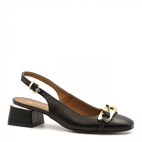 Czarne skórzane czółenka bez pięty 255V