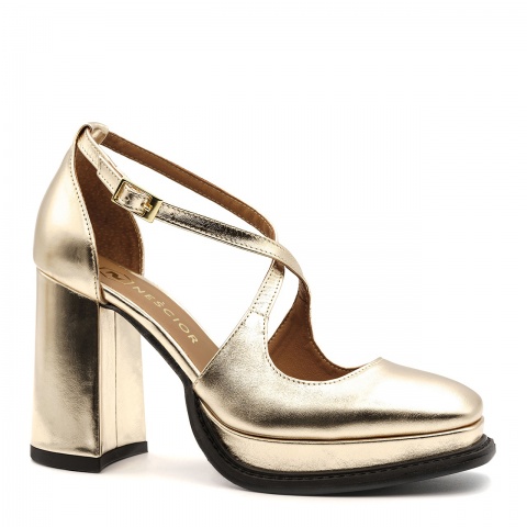 Złote półbuty na masywnym spodzie 238E