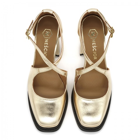 Złote półbuty na masywnym spodzie 238E