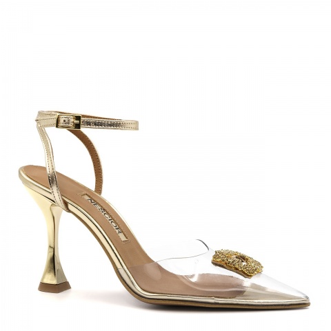 Złote czółenka z silikonem bez pięty 231S