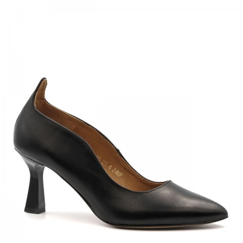 Czarne skórzane falowane czółenka 264F