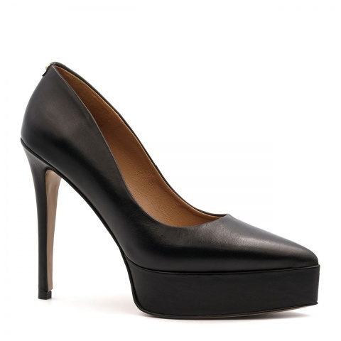 Czarne czółenka na platformie i szpilce 128C