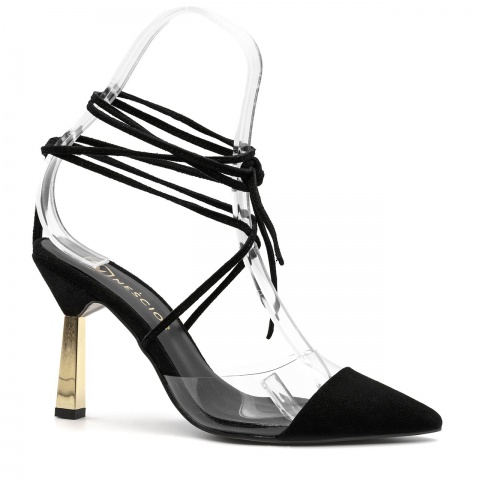 Czarne czółenka bez pięty i silikonem 231E