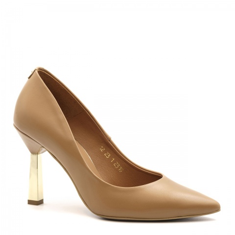 Karmelowe czółenka na lustrzanej szpilce 231G