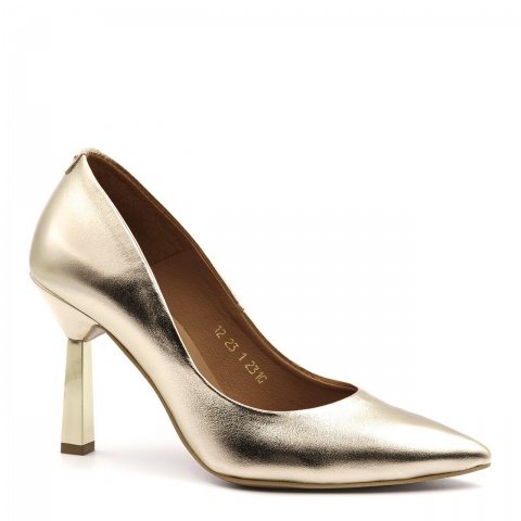 Złote czółenka na lustrzanej szpilce 231G