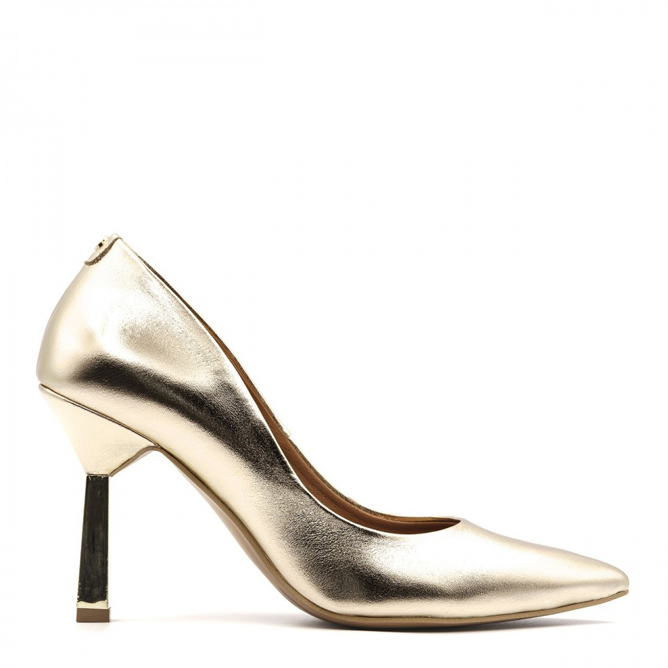 Złote czółenka na lustrzanej szpilce 231G