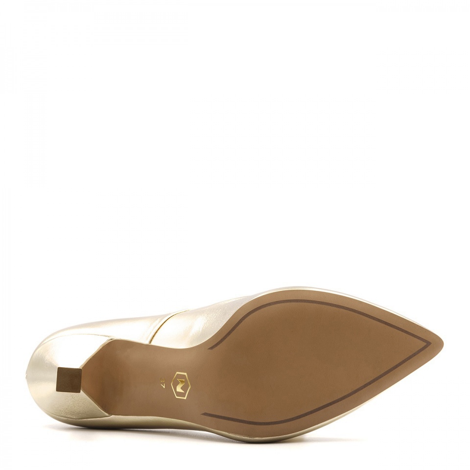 Złote czółenka na lustrzanej szpilce 231G