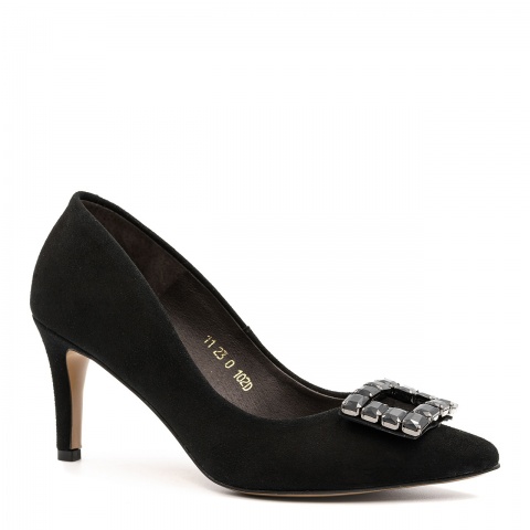 Czarne zamszowe czółenka 102D