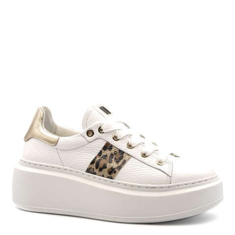 Biało-złote skórzane sneakersy sohimmo 237R