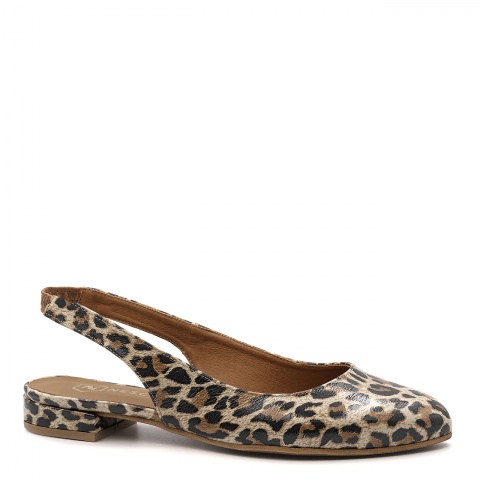 Panterkowe skórzane półbuty bez pięty 297V