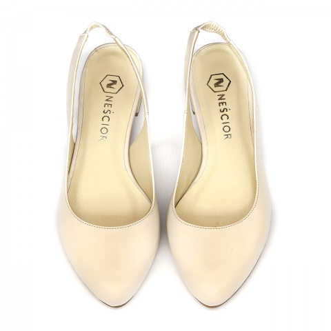 Beżowe skórzane półbuty bez pięty 297V