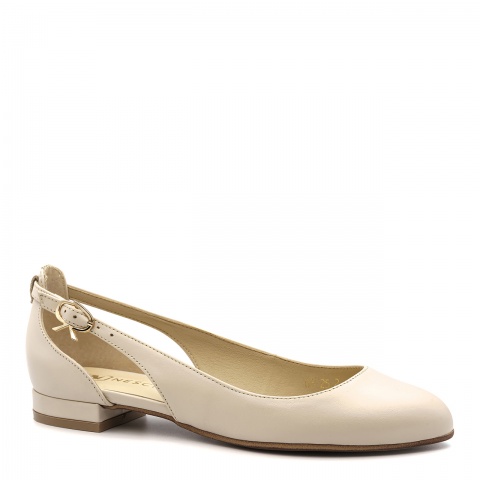 Beżowe skórzane baleriny z wycięciami 297C