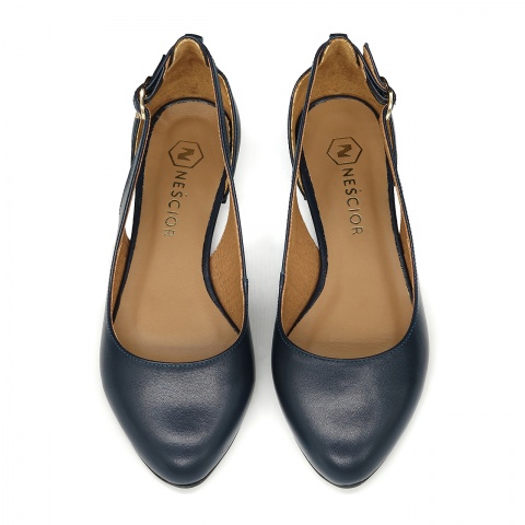 Granatowe skórzane baleriny z wycięciami 297C