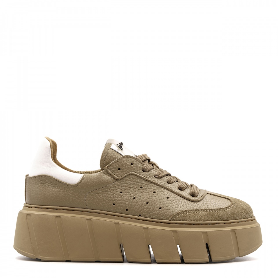 Beżowo-białe sznurowane sneakersy 295H