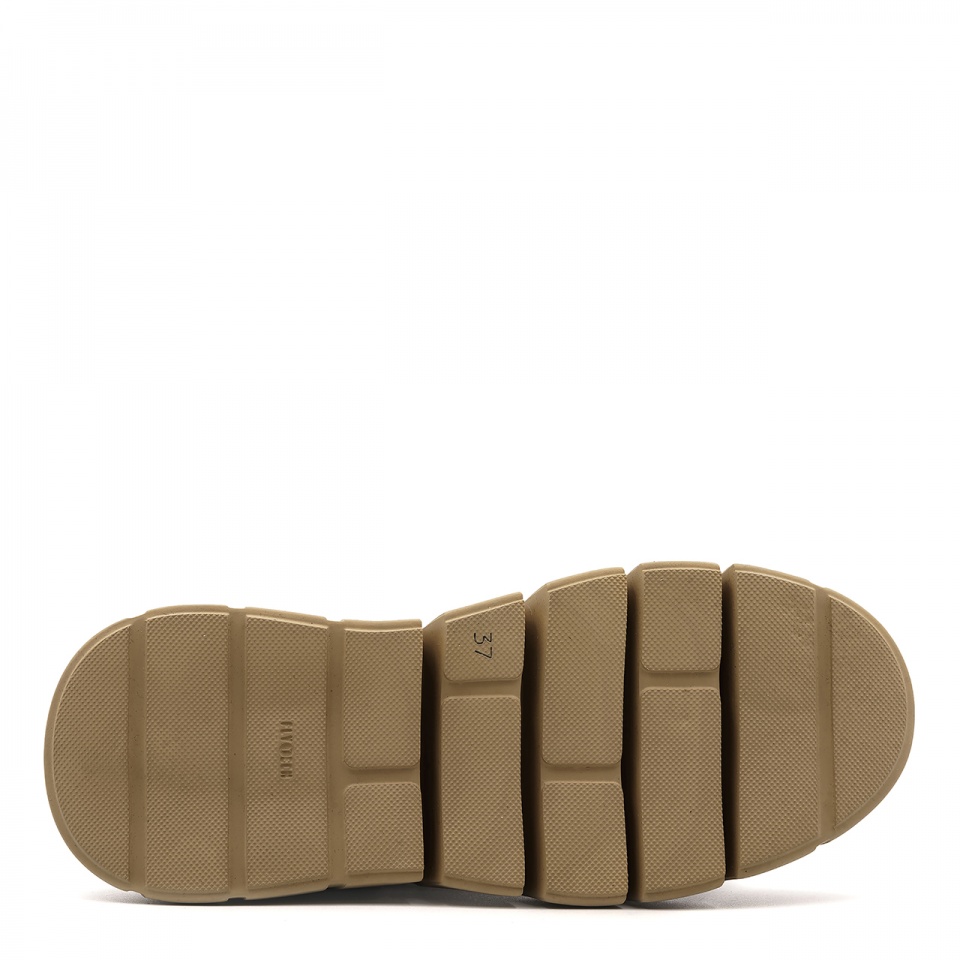 Beżowo-białe sznurowane sneakersy 295H