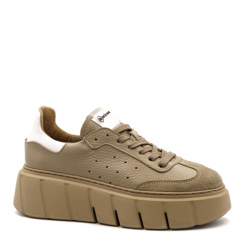 Beżowo-białe sznurowane sneakersy 295H