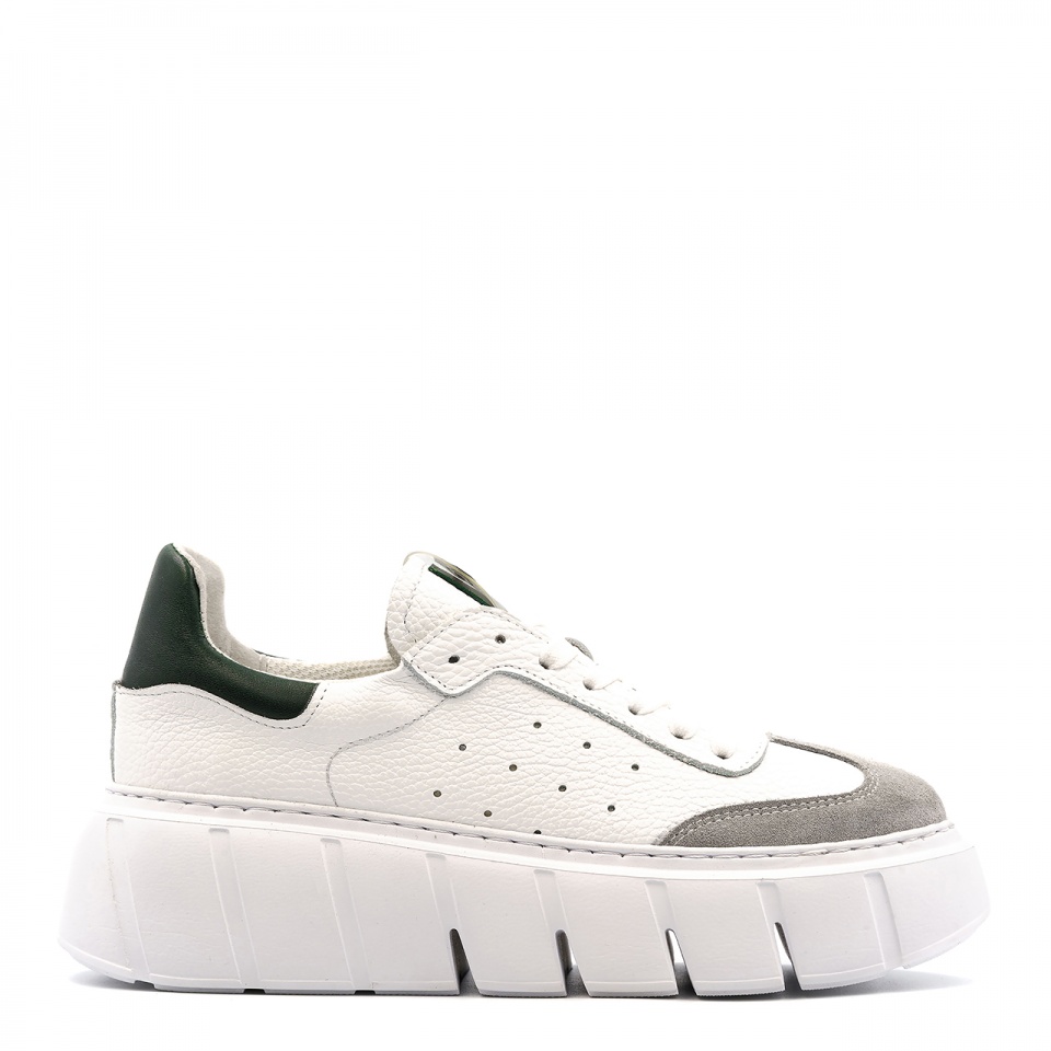 Biało-zielone sznurowane sneakersy 295H