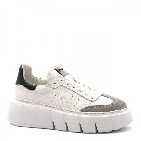 Biało-zielone sznurowane sneakersy 295H