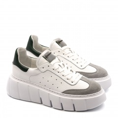 Biało-zielone sznurowane sneakersy 295H