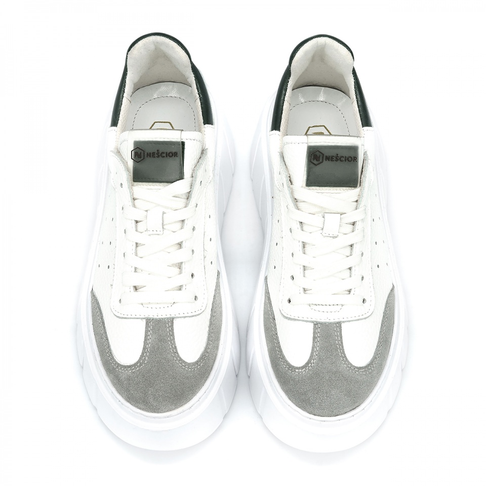 Biało-zielone sznurowane sneakersy 295H