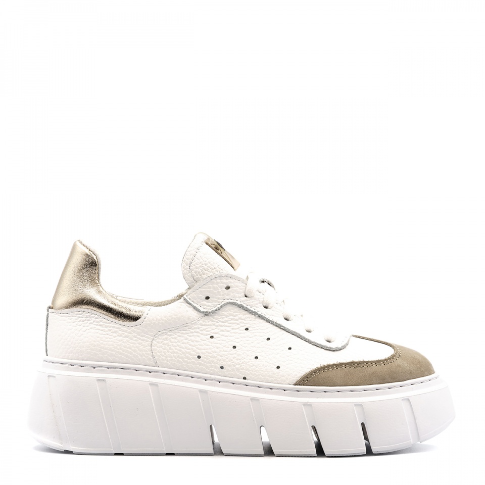 Biało-złote sznurowane sneakersy 295H