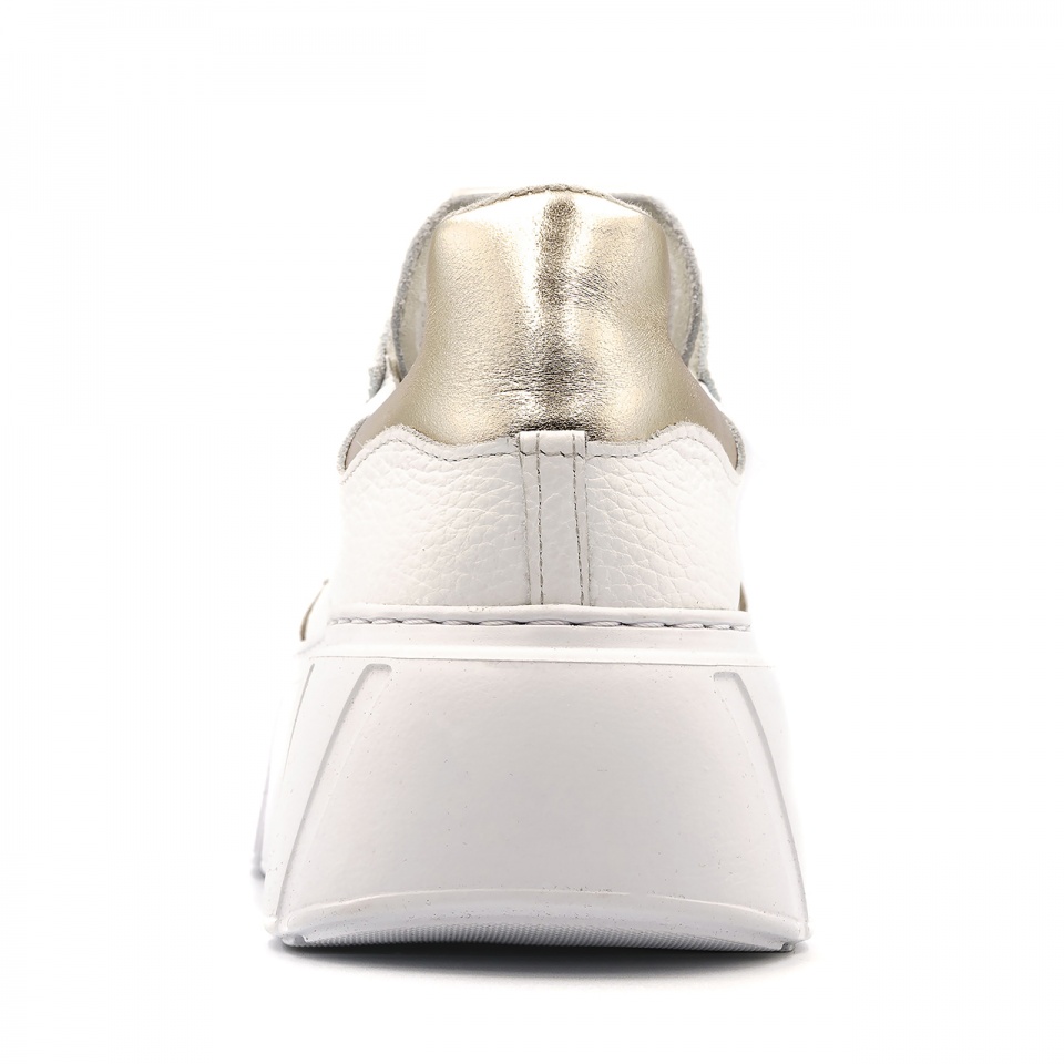 Biało-złote sznurowane sneakersy 295H