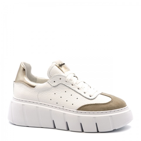 Biało-złote sznurowane sneakersy 295H