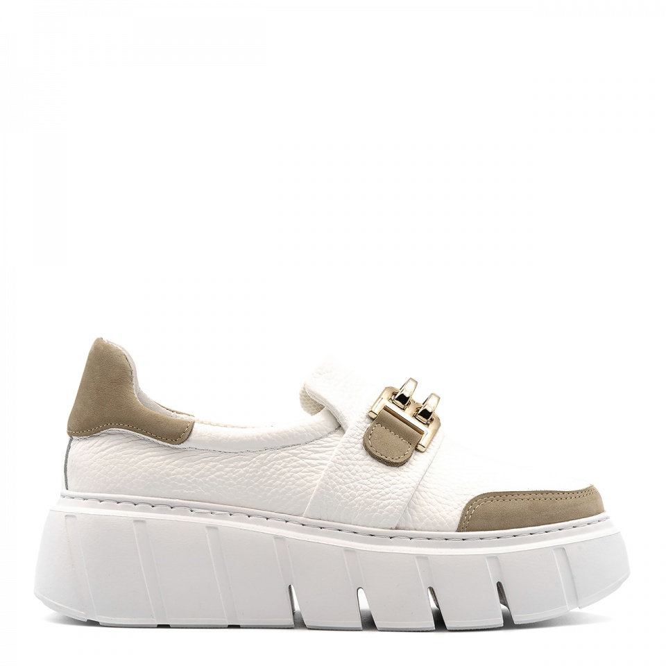 Biało-beżowe wsuwane sneakersy 295C