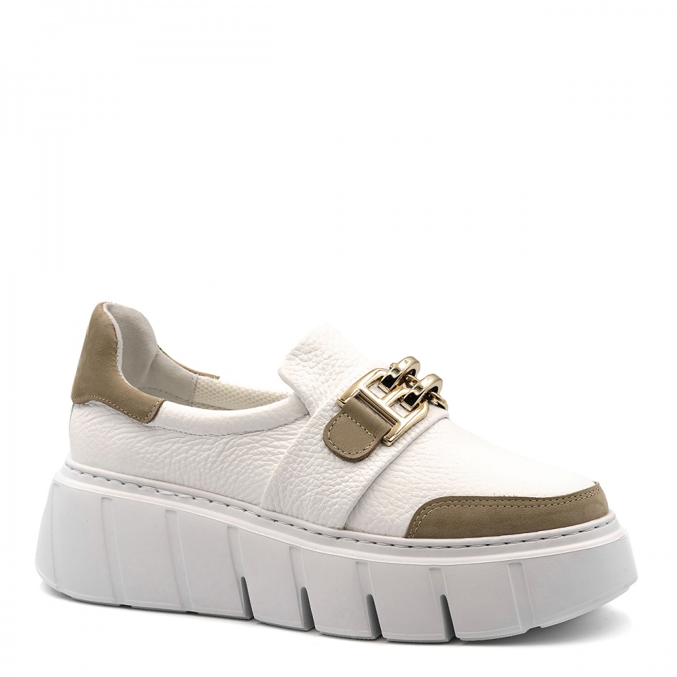 Biało-beżowe wsuwane sneakersy 295C