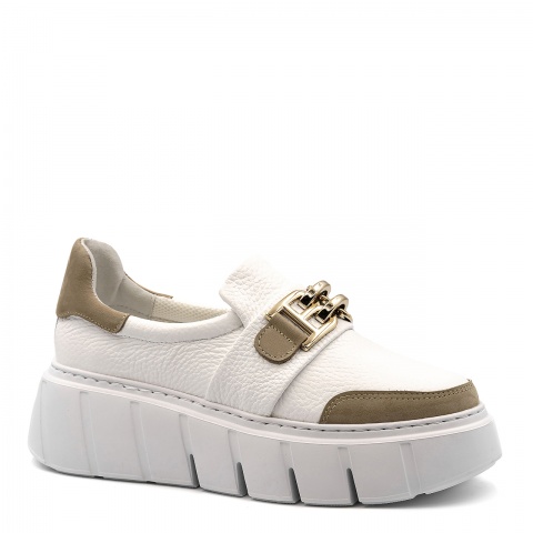 Biało-beżowe wsuwane sneakersy 295C