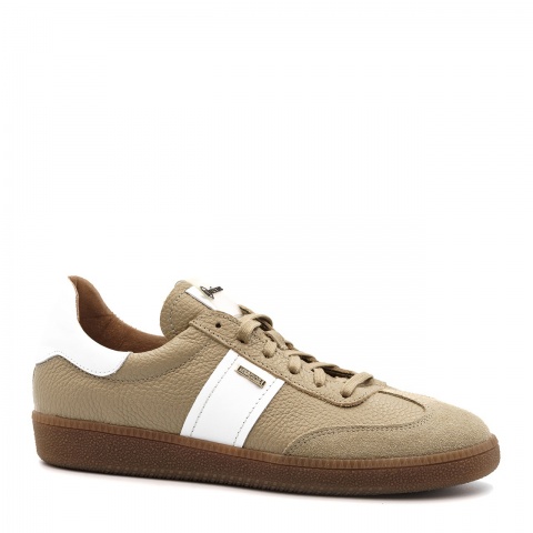 Beżowo-białe skórzane trampki 63G