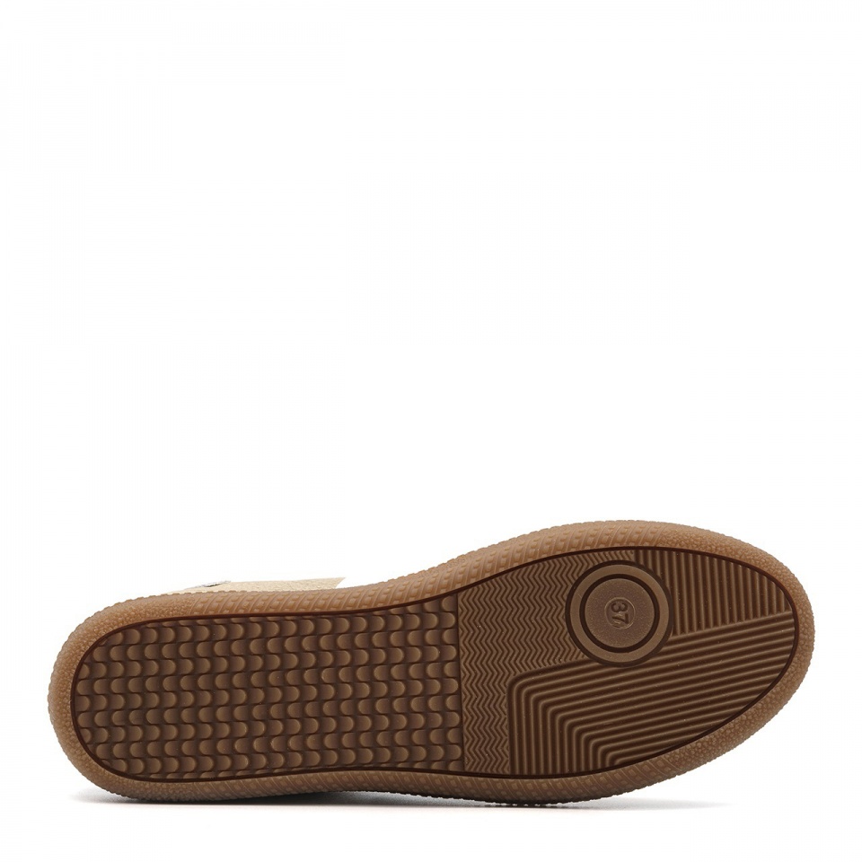 Beżowo-białe skórzane trampki 63G