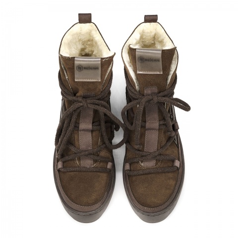 Czekoladowe ocieplane botki z weluru 280S