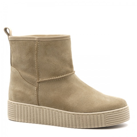 Beżowe welurowe krótkie botki 217H