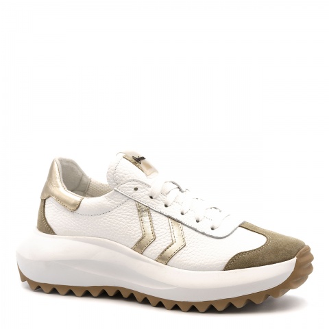 Biało-złote skórzane sneakersy 256P