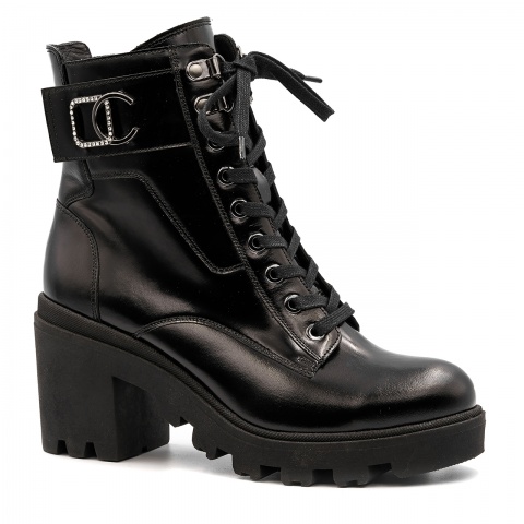 Czarne skórzane botki 5AD1658121624Z