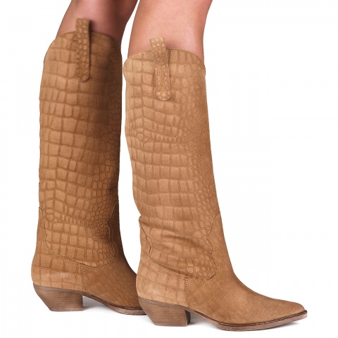 Koniakowe welurowe kozaki 5ADE00552124Z