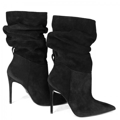 Czarne welurowe botki 5ADNF02941623Z