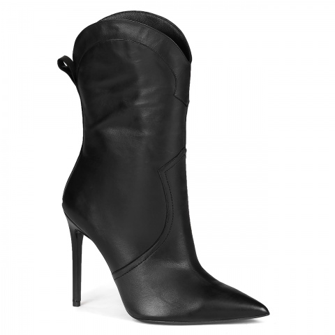 Czarne skórzane botki 5ADNF02942223Z