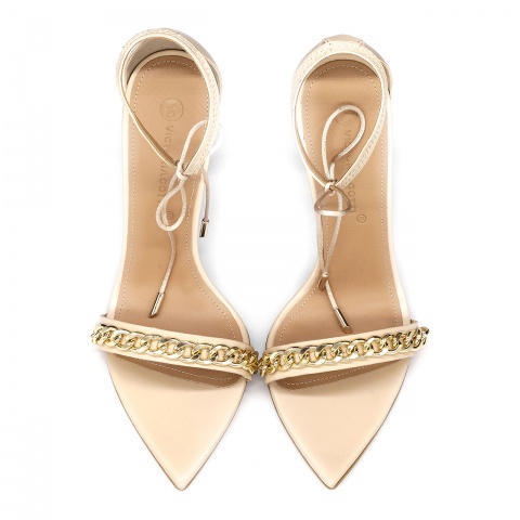 Beżowe sandały z łańcuszkiem 5AD001810221L