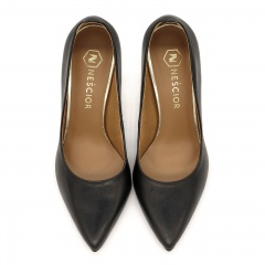 Czarne skórzane falowane szpilki Y231F