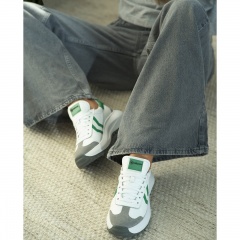 Biało-zielone skórzane sneakersy 256P