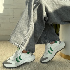 Biało-zielone skórzane sneakersy 256P