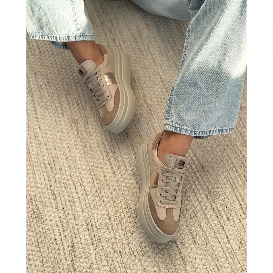 Beżowe sneakersy na grubym spodzie sohimmo 63K